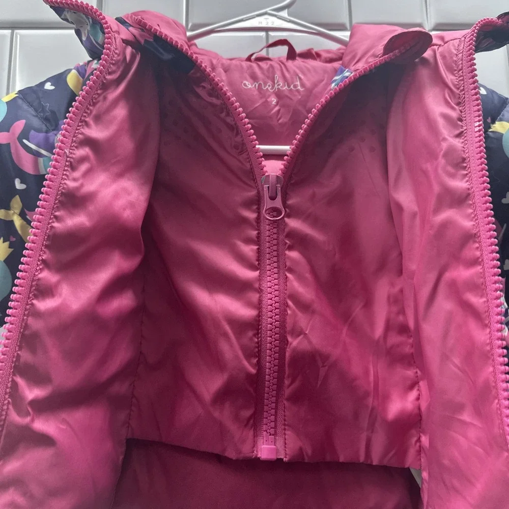 OneKid Size 2 Road Coat Car Seat Safe Down Filled Full Zip Puffer Coat Hooded